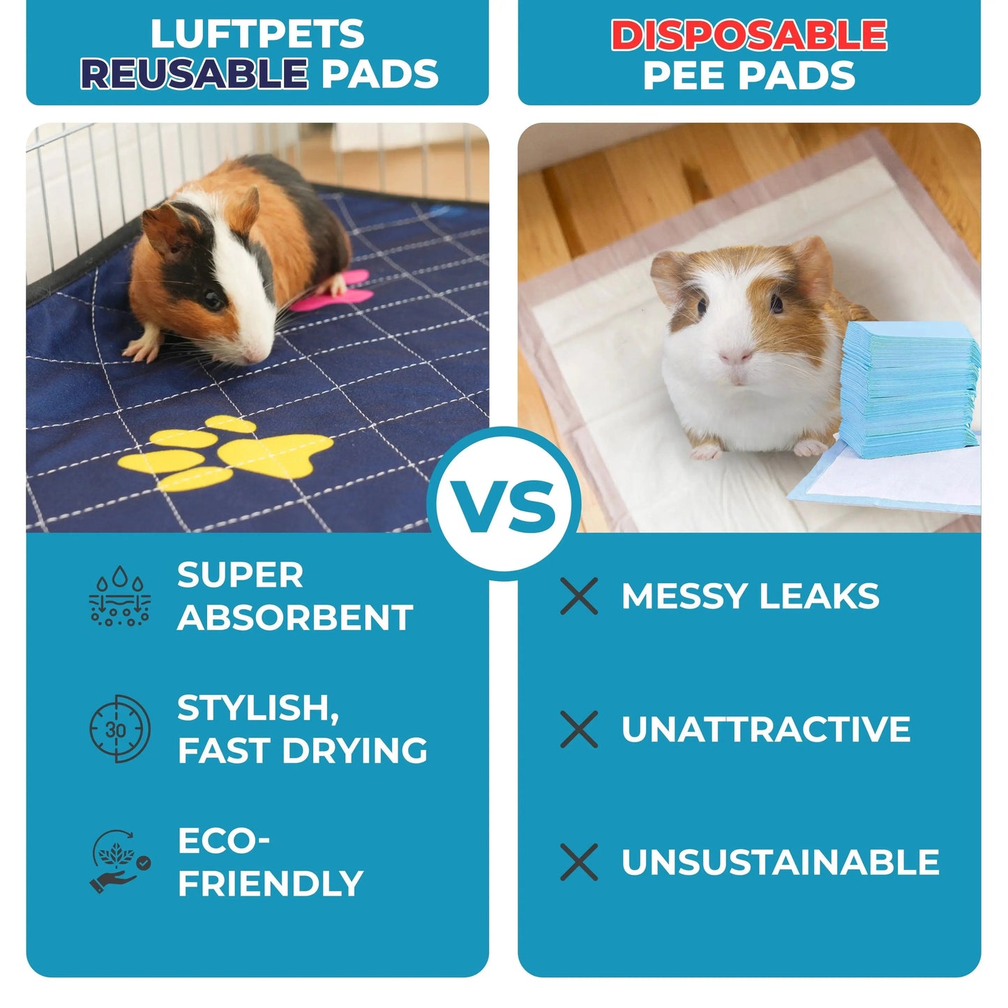 Rabbit & Guinea Pig Cage Liner for MidWest & C&C 2x4 Cages, Washable, Leakproof, Fast Dry