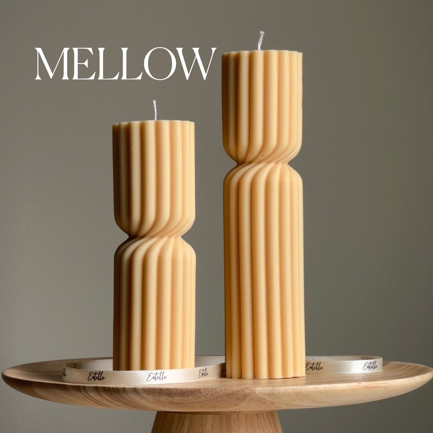 Big Ribbed Hourglass Pillar Candle | Sculptural Soy Candle