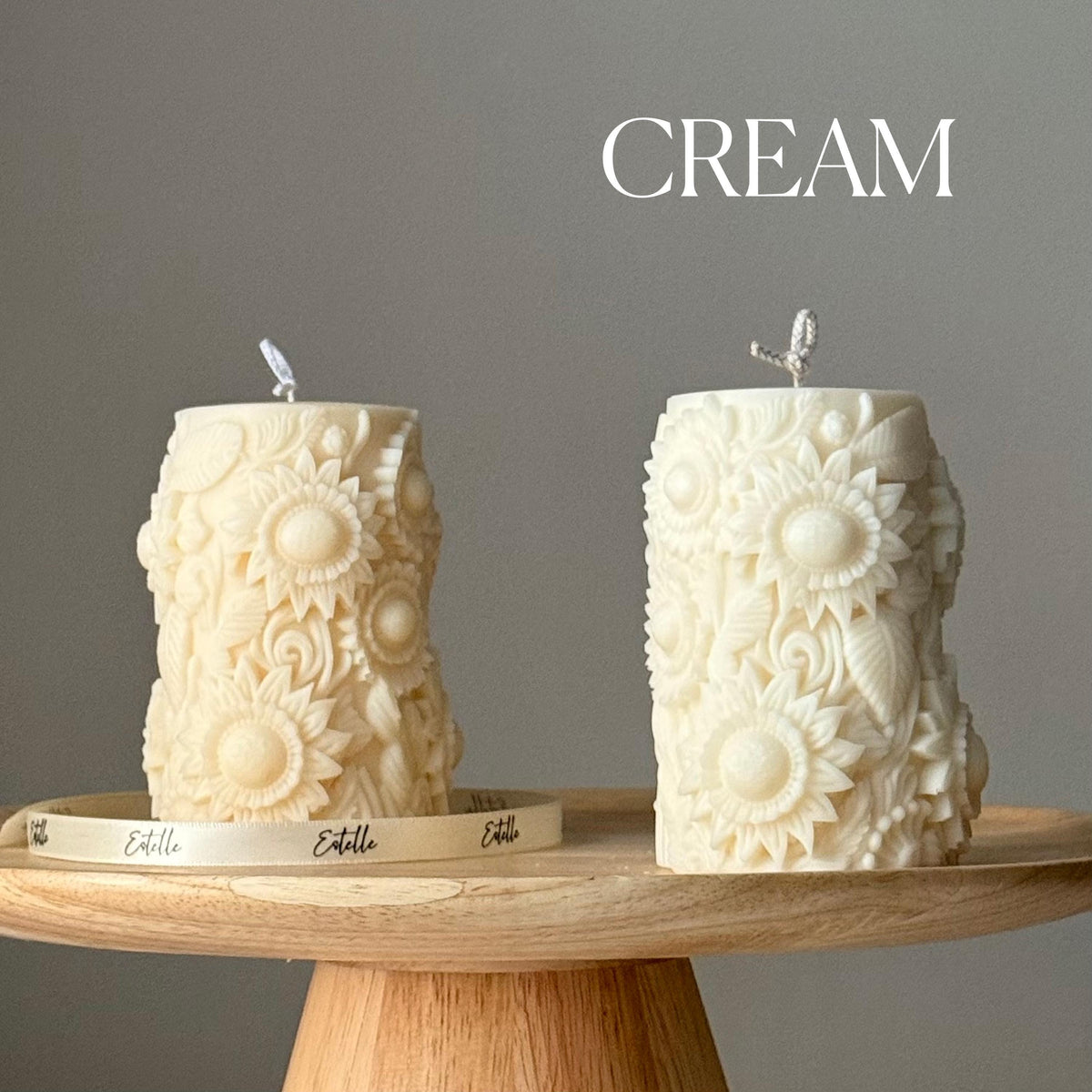 Handmade Sunflower Soy Pillar Candle: Home Decor Gift