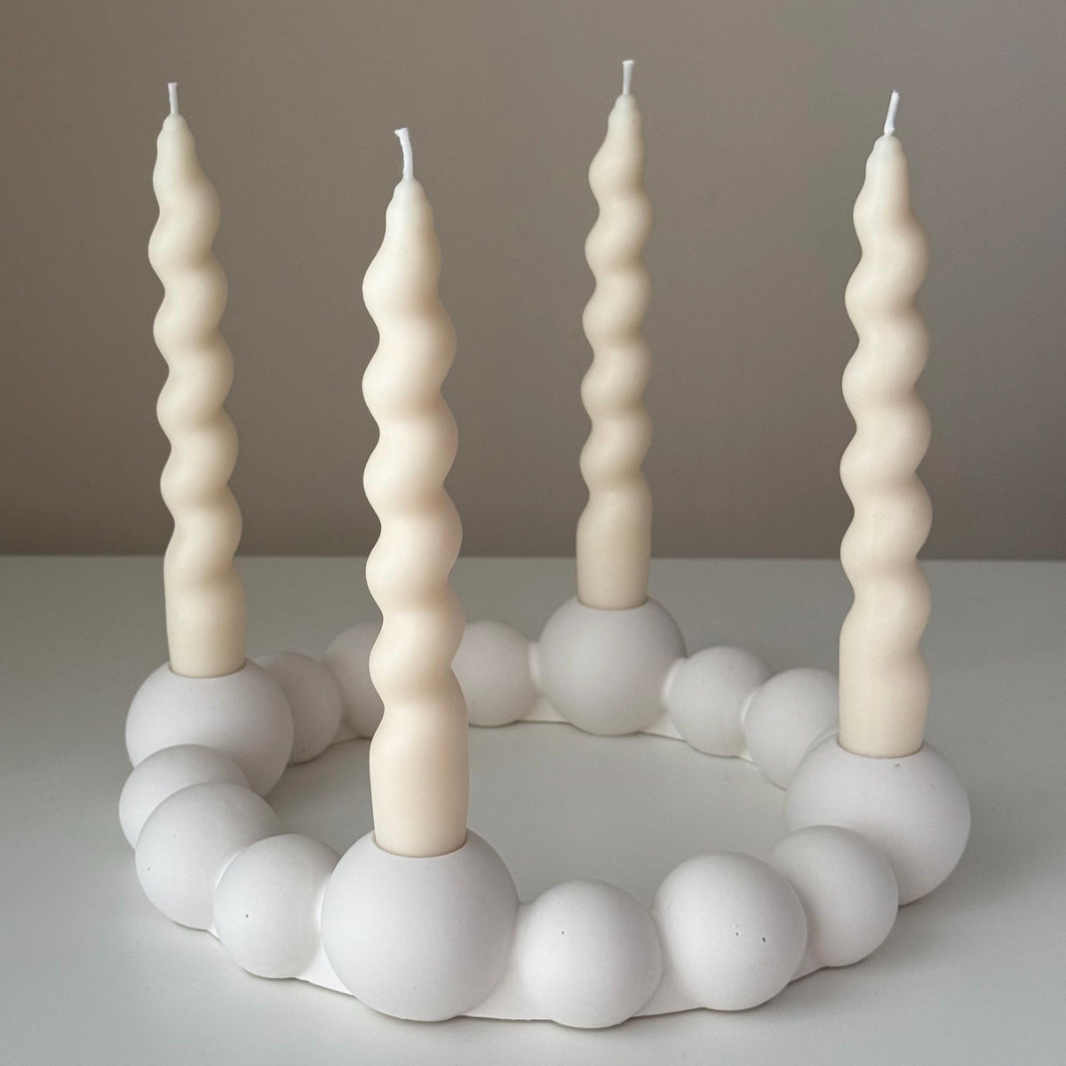 Bubbles Candlestick Holder: Jesmonite Taper Candle, Wedding Table Decor