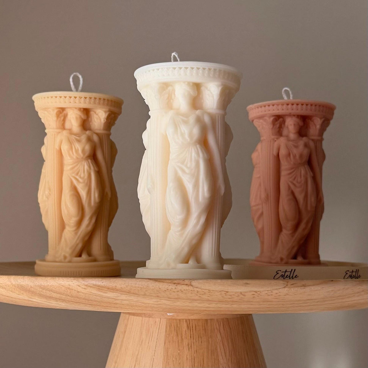 Caryatid Greek Column Soy Candle: Handmade Home Decor