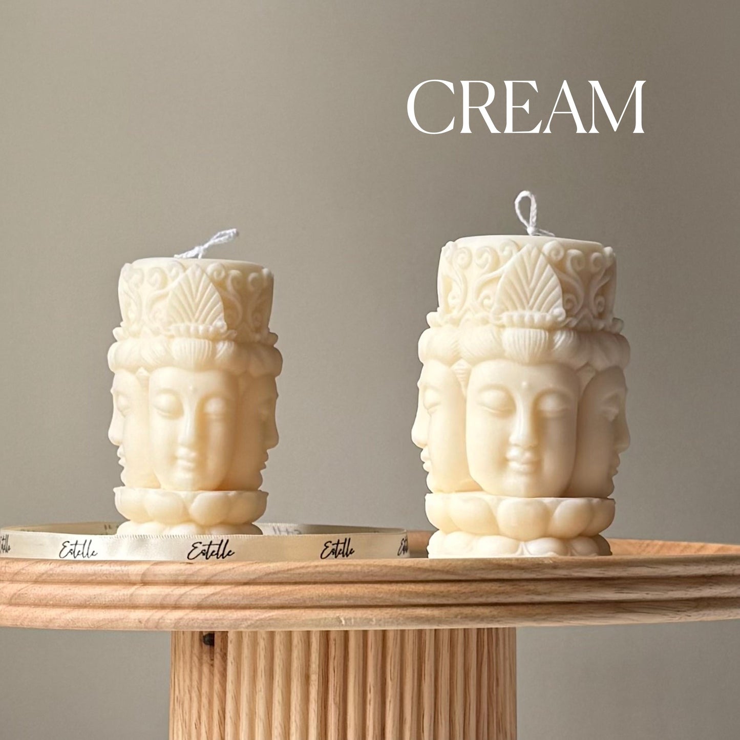 Buddha Face Soy Pillar Candle: Handmade Home Decor