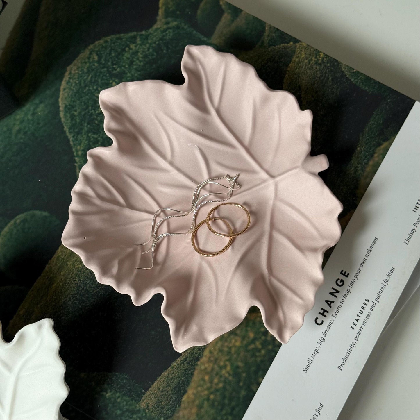 Jesmonite Maple Leaf Tray: Scandi Jewelry Dish, Desk Decor