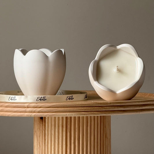 Flower Jar Soy Wax Candle | Handmade Jesmonite Vessel, Scented Candle