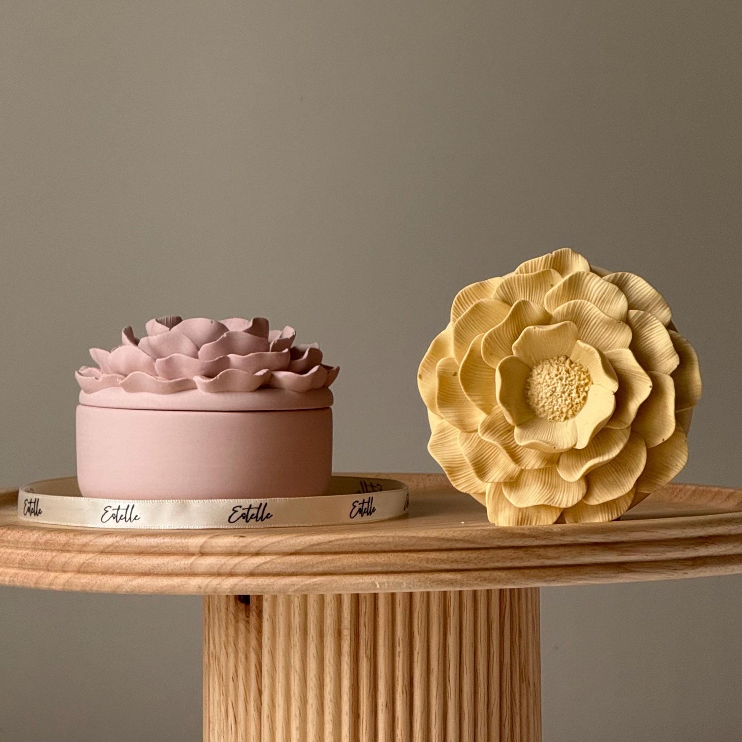 Jesmonite Flower Jar: Scandi Home Decor, Jewelry Storage Dish