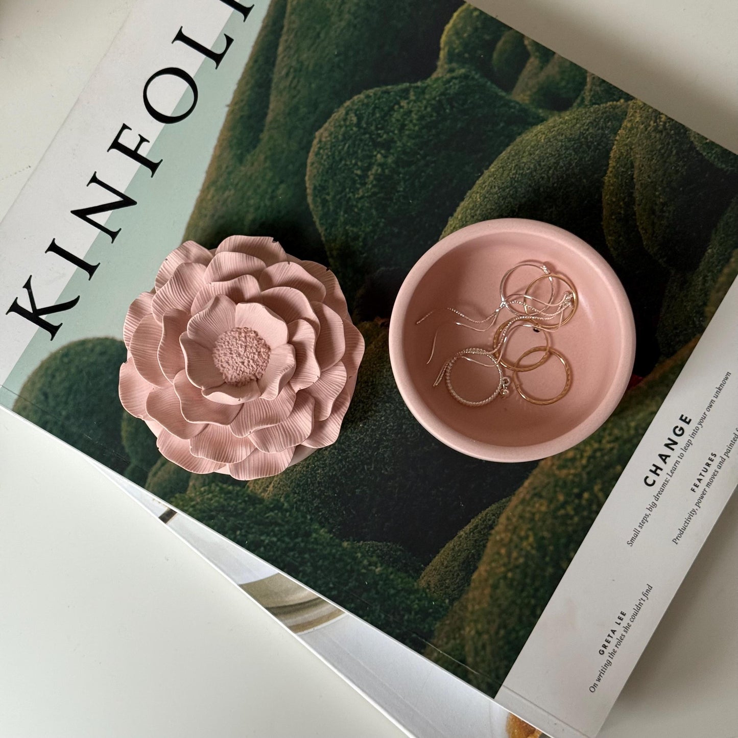 Jesmonite Flower Jar: Scandi Home Decor, Jewelry Storage Dish