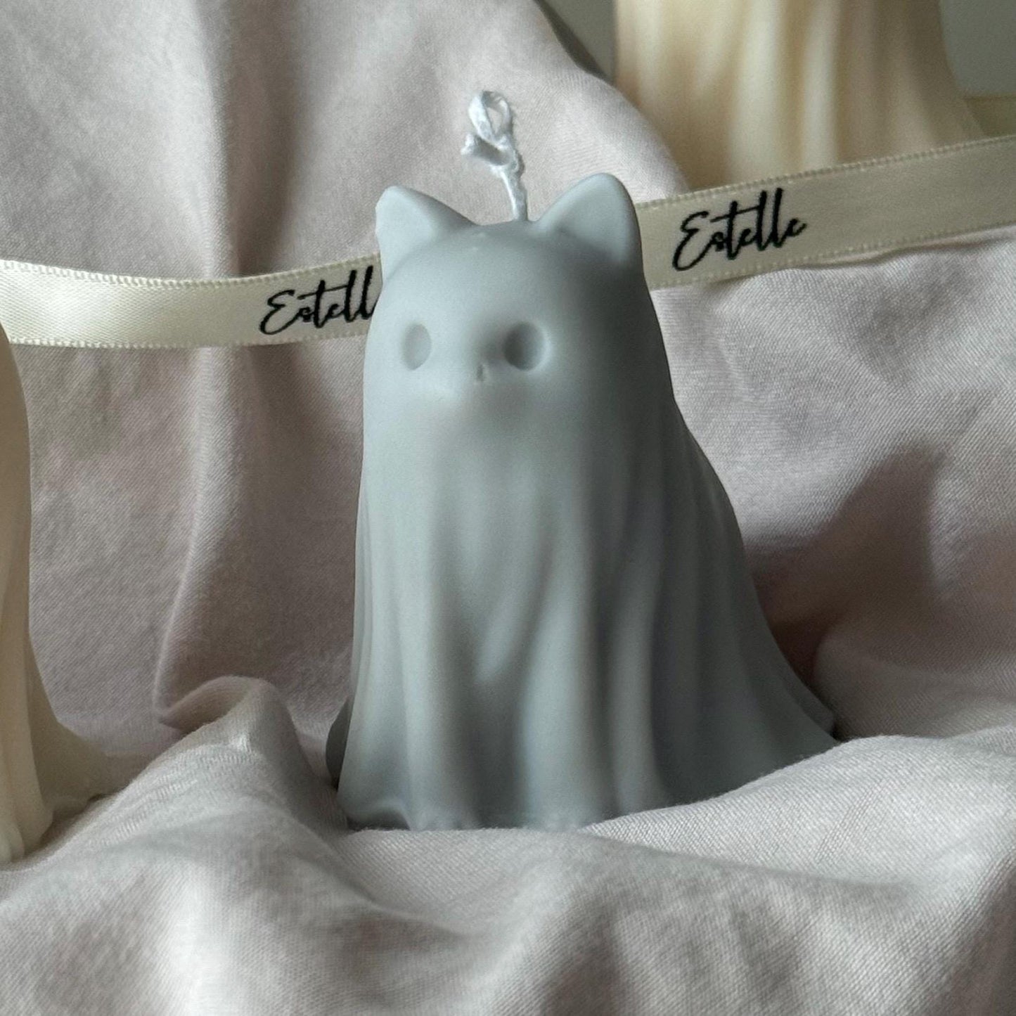 Halloween Cat & Dog Ghosts Candle Duo: Hand-Poured Soy Wax Sculptural Candles