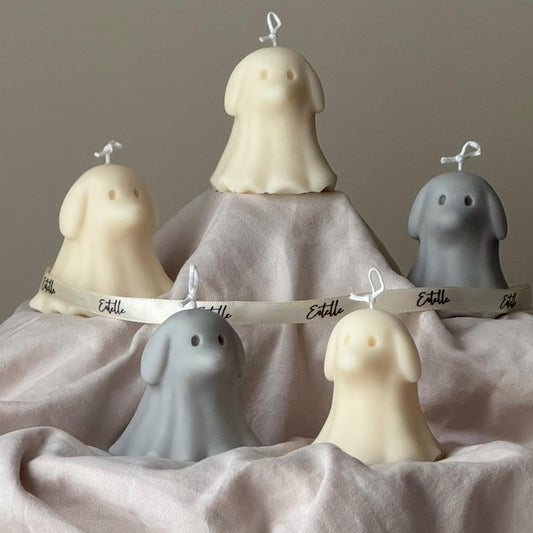 Halloween Dog Ghost Candle: Handmade Soy Wax Animal Gift