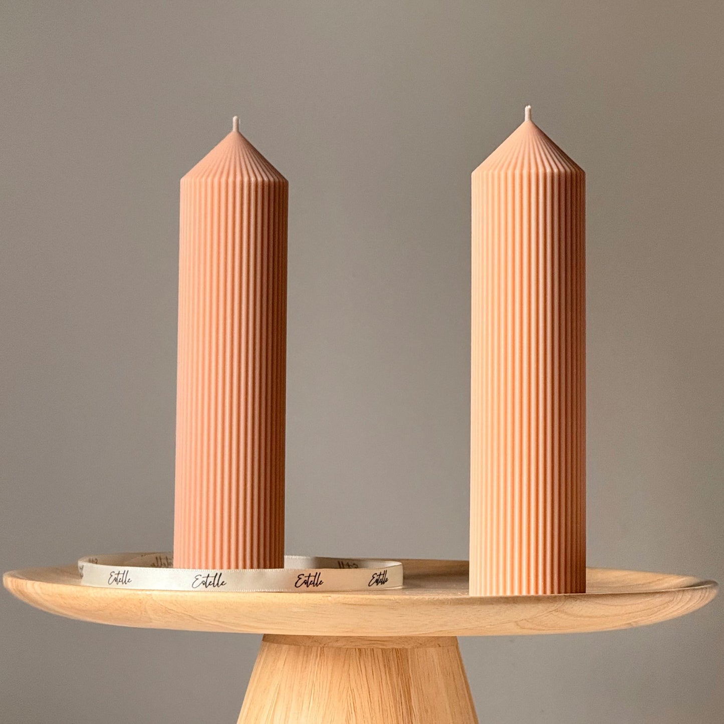 Greko Ribbed Peak Soy Wax Candle: Ribbed Pillar, Decorative Taper