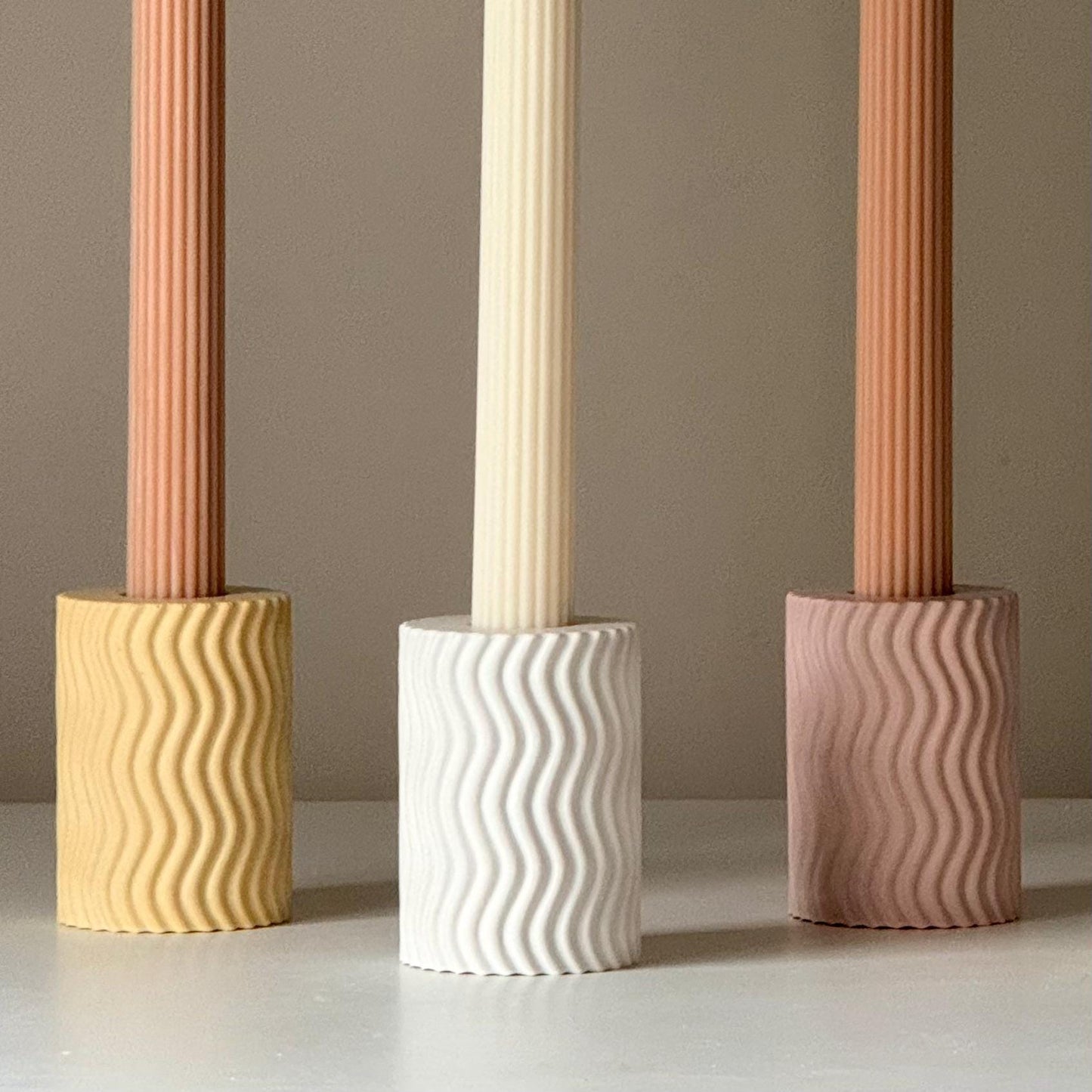 Sculptural Wave Candle Holder, Minimalist Jesmonite Decor
