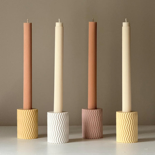 Sculptural Wave Candle Holder, Minimalist Jesmonite Decor