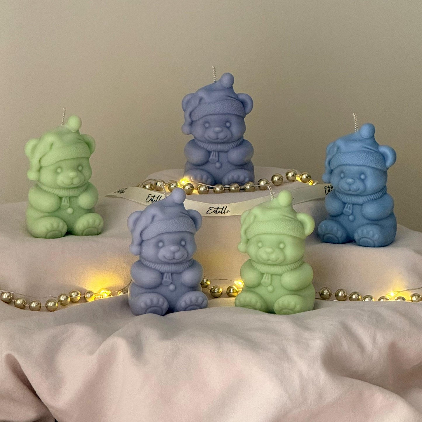 Tiny Christmas Bear Candle, Cozy Winter Holiday Accent