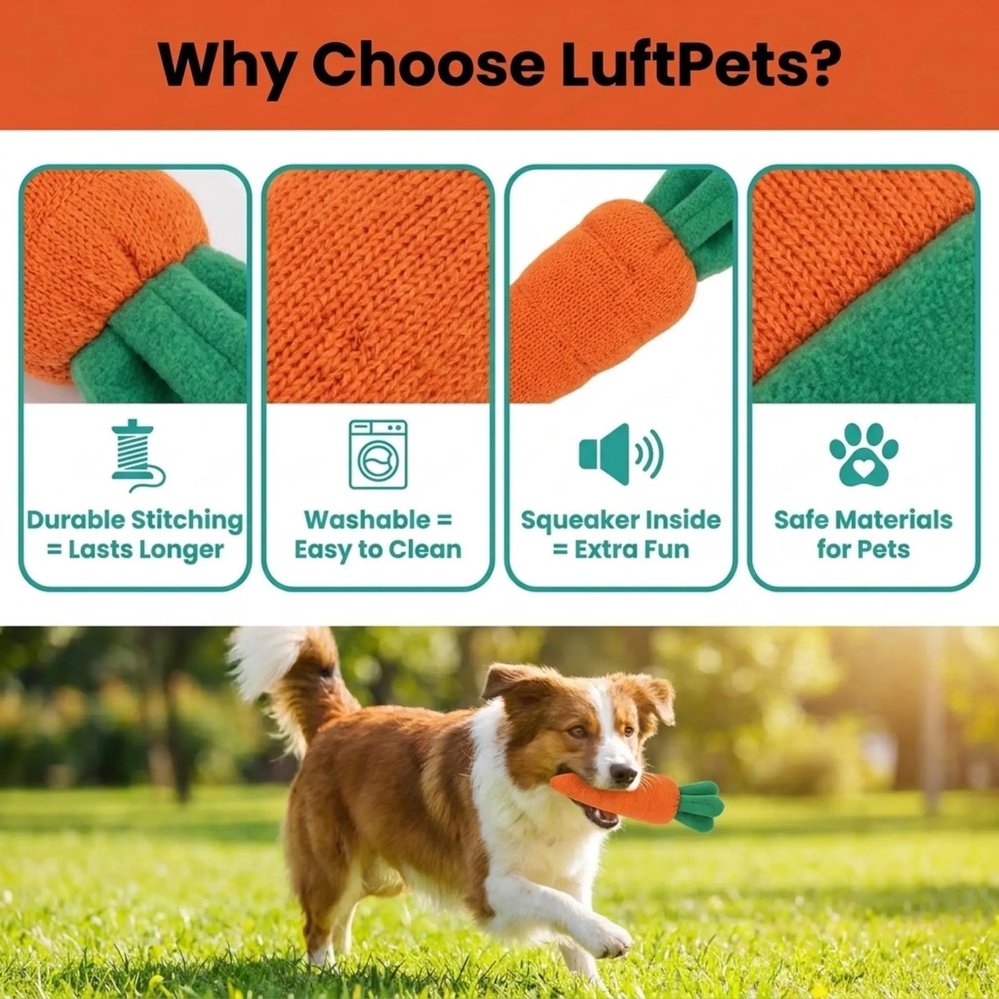 Carrot Sniff Toy - Squeaky & Plush Snuffle Mat for Dogs & Small Pets