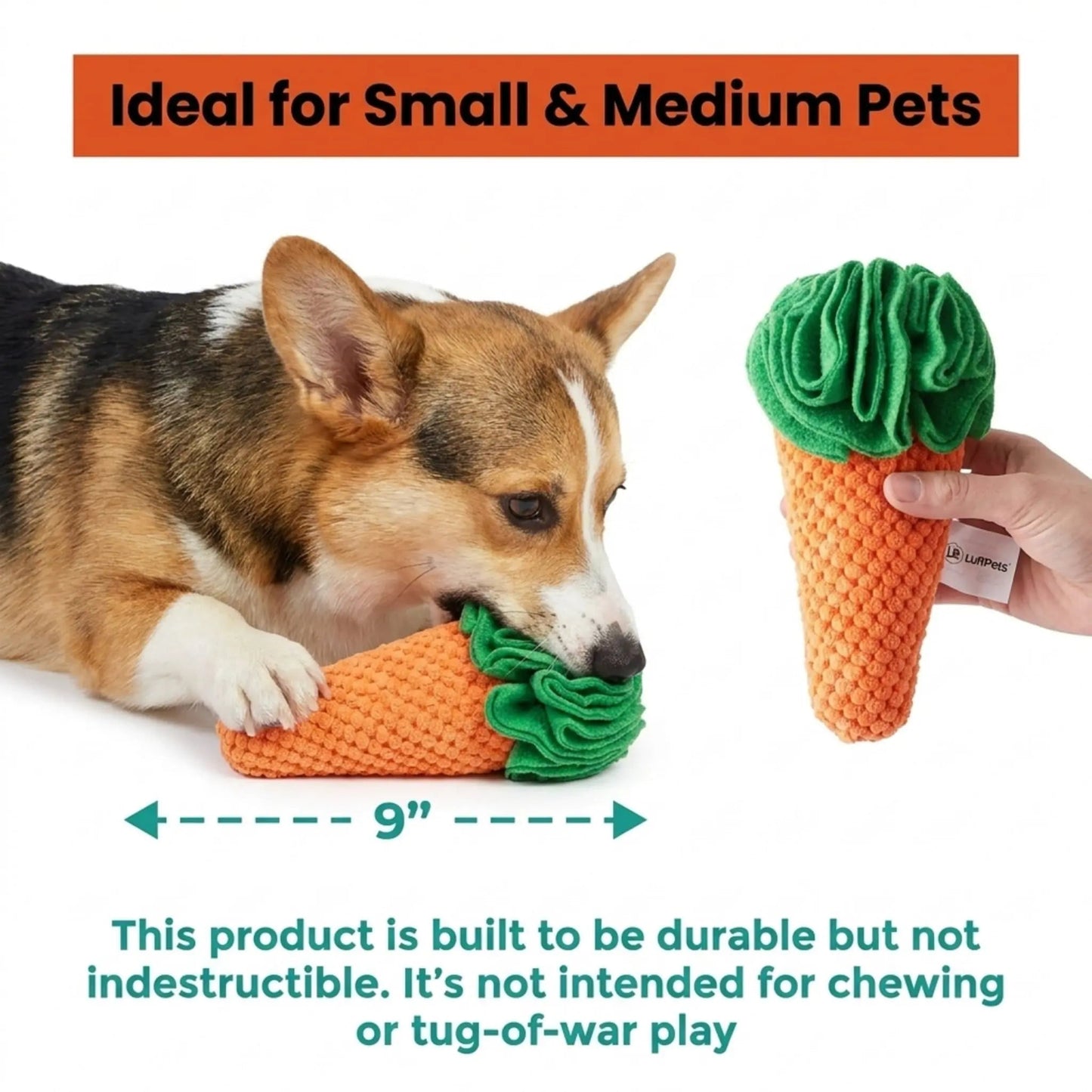 Carrot Sniff Toy - Squeaky & Plush Snuffle Mat for Dogs & Small Pets