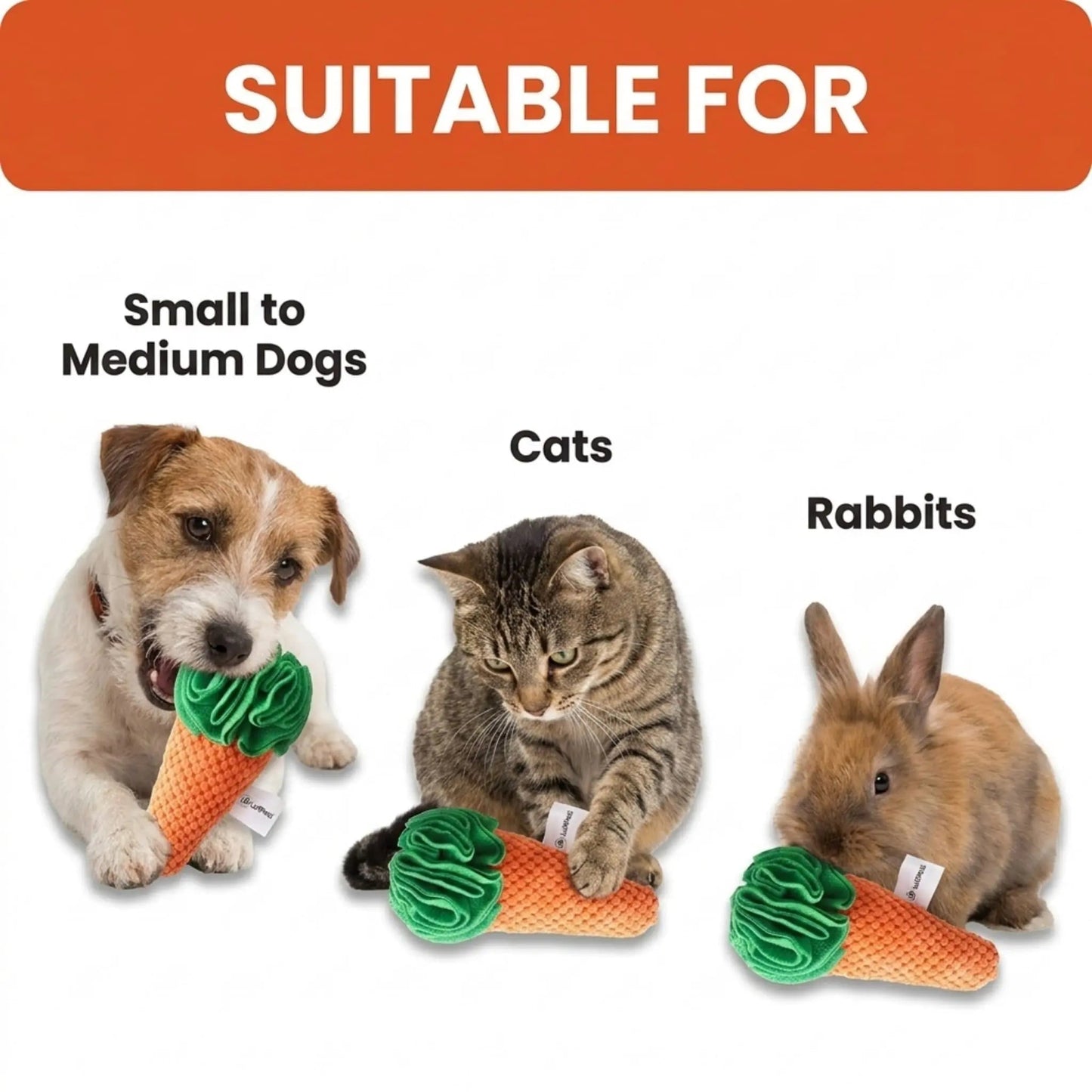 Carrot Sniff Toy - Squeaky & Plush Snuffle Mat for Dogs & Small Pets