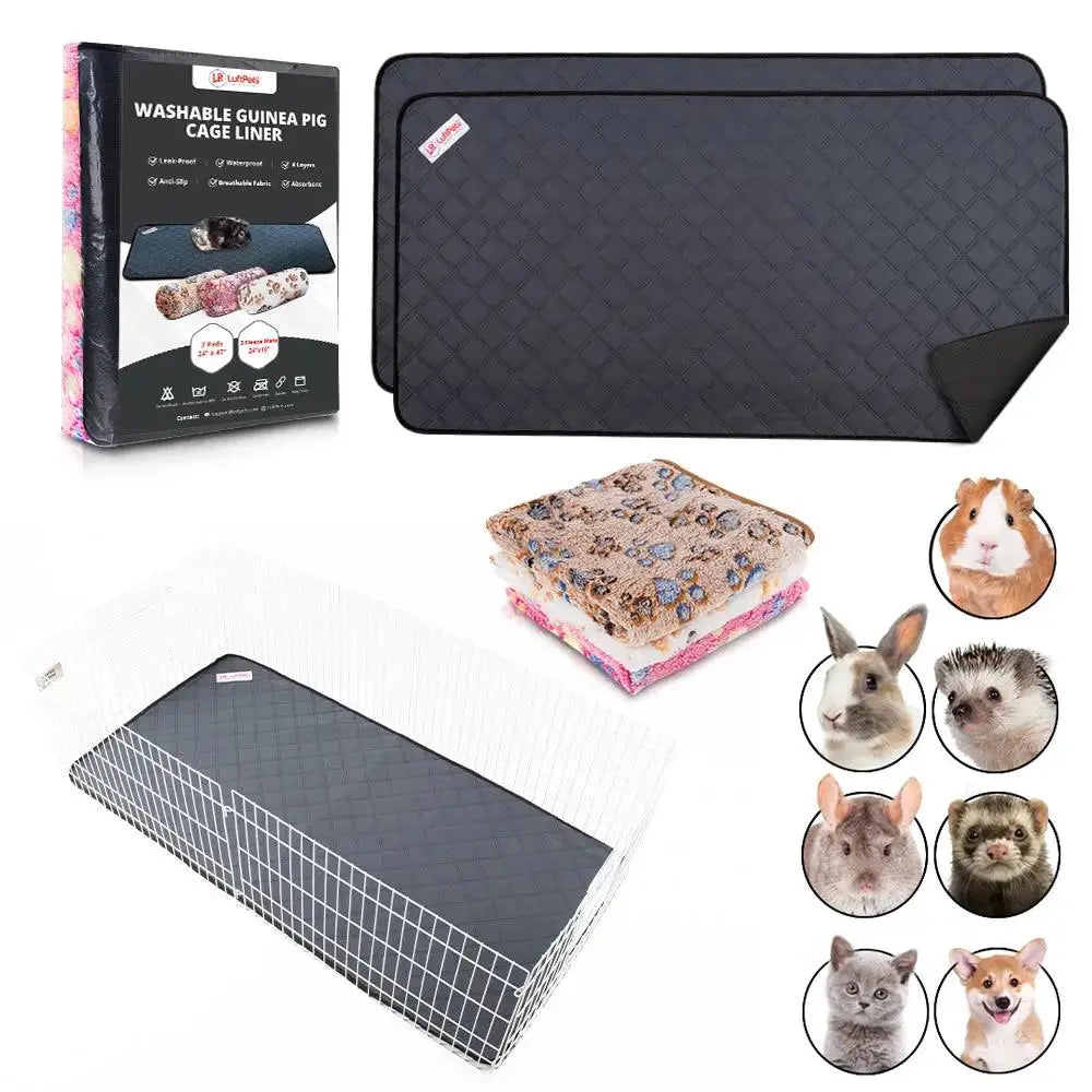 Reusable Rabbit & Guinea Pig Cage Liners  -5-Pcs - for Midwest & C&C 2x4