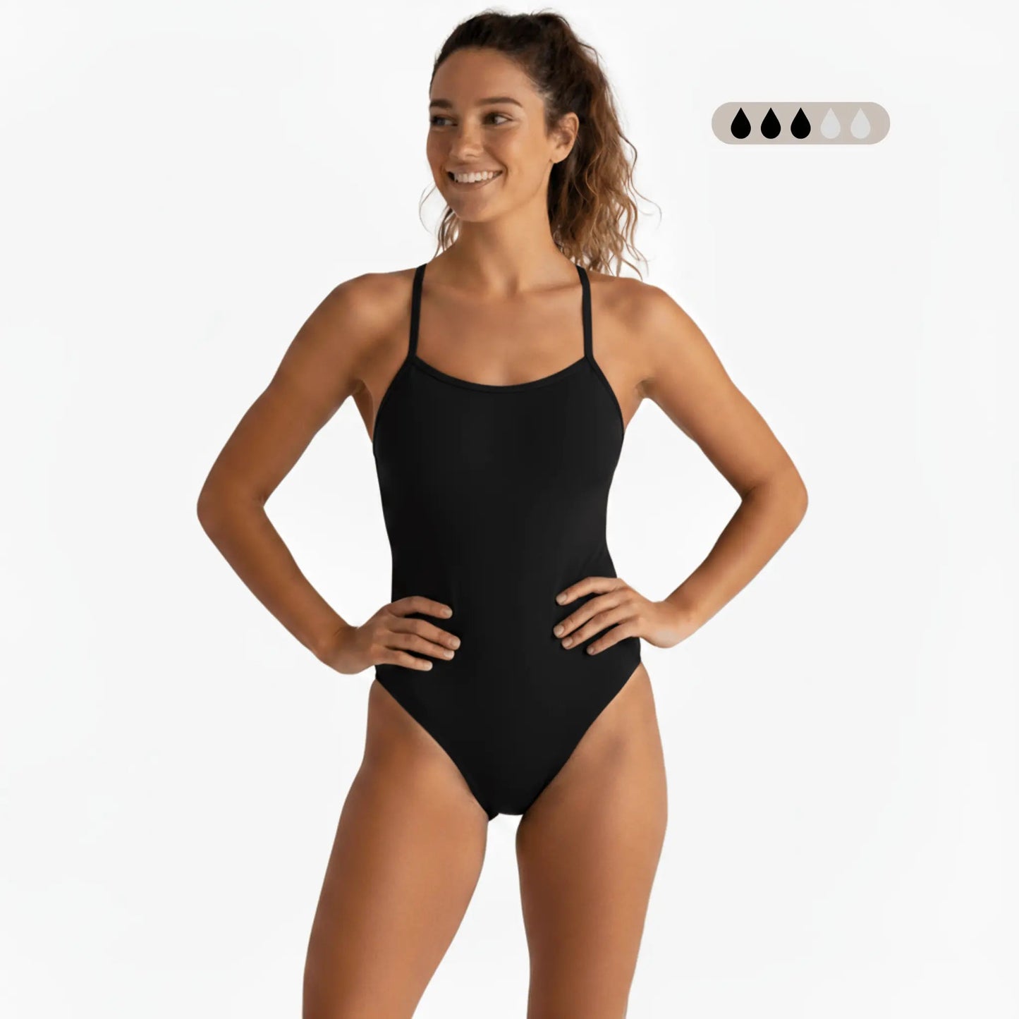 Onyx SecureFlo Open-Back One-Piece Period Swimsuit by Norca