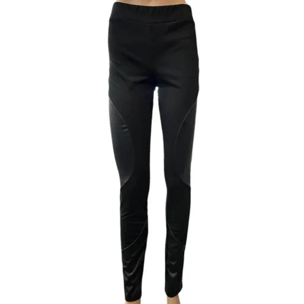 Pantalon C'est Elle avec cuir