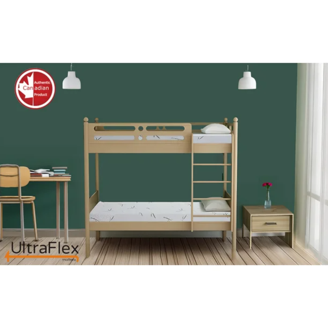 UltraFlex® RestEasy Mattress and BoxSpring Set- Reversible Gel-Infused Foam Mattress, Ideal for Bunk Beds, Trundle Beds, Caravans, RV, Bamboo Feel, CertiPUR-US® Certified, Medium Firmness, Conveniently Boxed (Made in Canada)